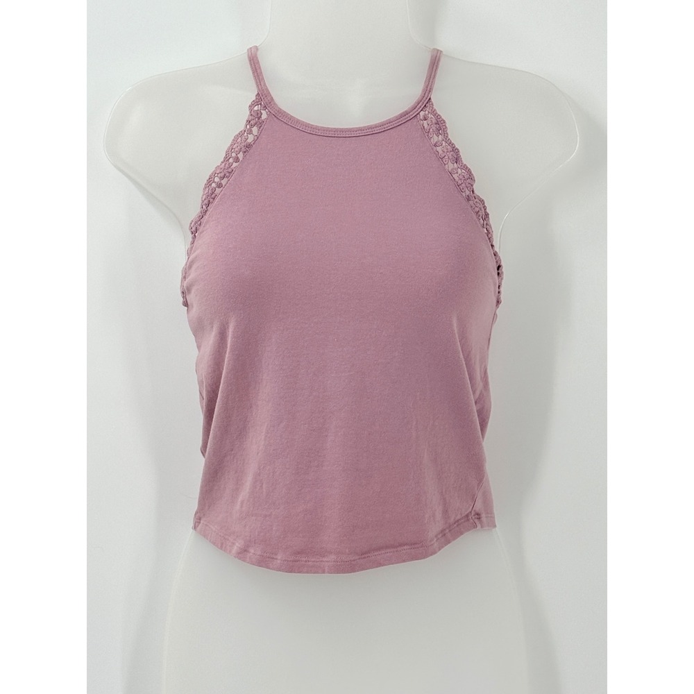 vtg y2k Charlotte Russe Crochet Trim Halter crop Top Womens sz M‎ boho festival
